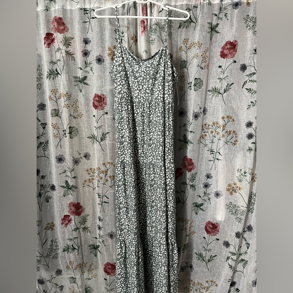 Long green flower dress